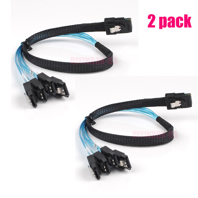 2x Mini SAS to 4-SATA SFF-8087 Multi-Lane Forward Breakout Cable 0.5M -NEW