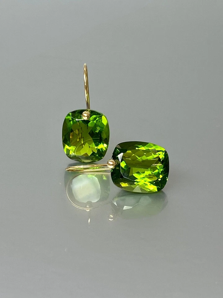 Peridot Earrings 925 Sterling Silver Green Cushion Dangle Earrings Gift For Her - Image 4 of 4