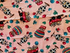 ALEENE'S CINNAMON STREET Balloons Cows Milk Delores Ruzuicka /SSI Fabric Pink