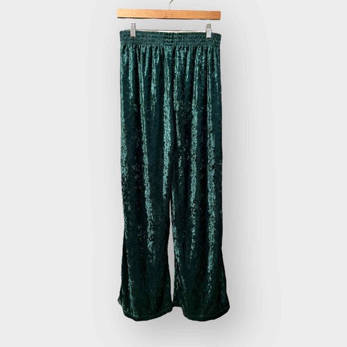 Vintage 80er 90er Jahre hohe breite Bein zerkleinerte Samthose Damen M/L grün Goucho - Bild 4 von 9