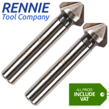 2 Pack x 16.5mm HSS Countersinks 3 Flute 90 Degree  / Chamfer Deburring Bit 16mm