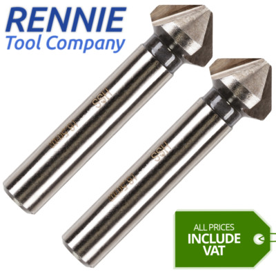 2er-Pack x 16,5 mm HSS Kegelsenker 3 Flöte 90 Grad/Fase Entgraten Bit 16 mm