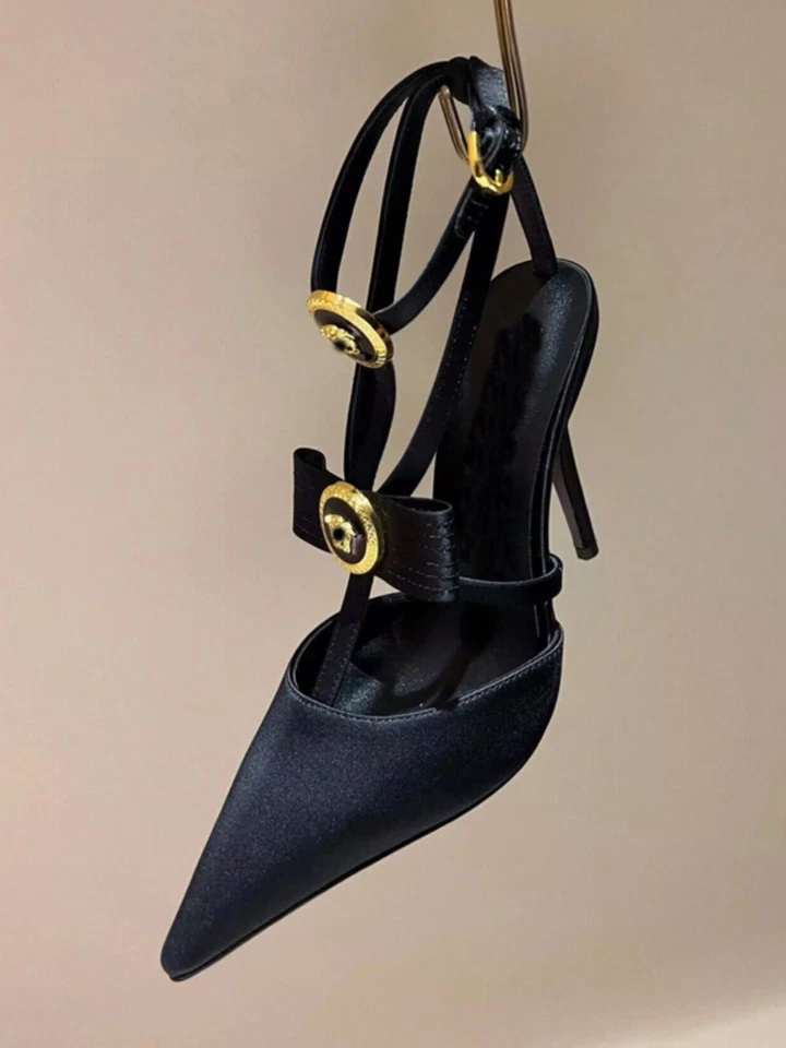 女士蝴蝶蝴蝶结细跟尖头性感罗马高跟鞋凉鞋夏季 — 第 4/4 张图片