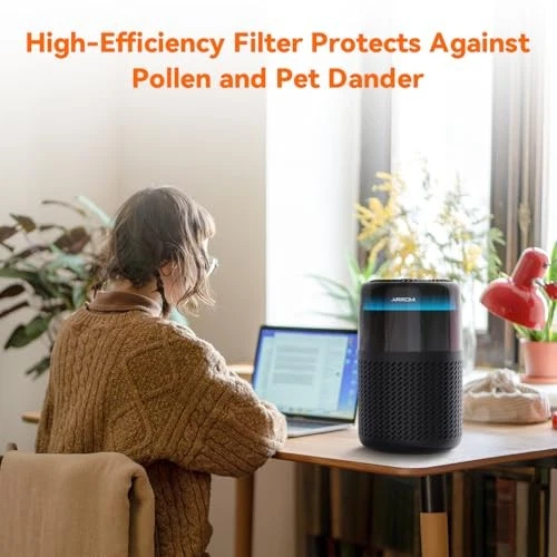 Compact HEPA Air Purifier for Bedroom Home Covers 549 Ft² Quiet Black