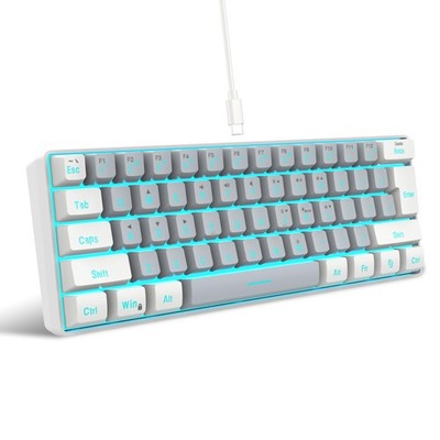 Snpurdiri 60% Wired Gaming Keyboard, SmallUltra-Compact 61 White and Grey
