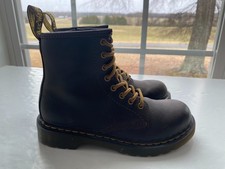 Kids Sz 1 EU 32 Dr. Martens 1460J Black Leather Zip Lace Up Ankle Boots Brown