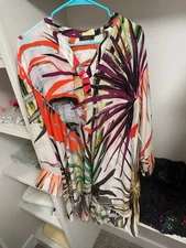 josie natori v neck silk blouse small