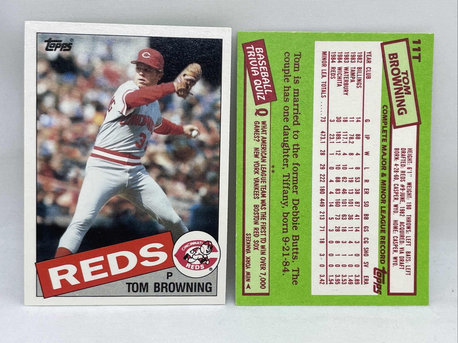 1985 Topps Traded #11T - TOM BROWNING - RC - Cincinnati Reds