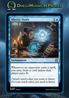 RHYSTIC STUDY Foil - Custom/Playtest MTG Card - High Quality