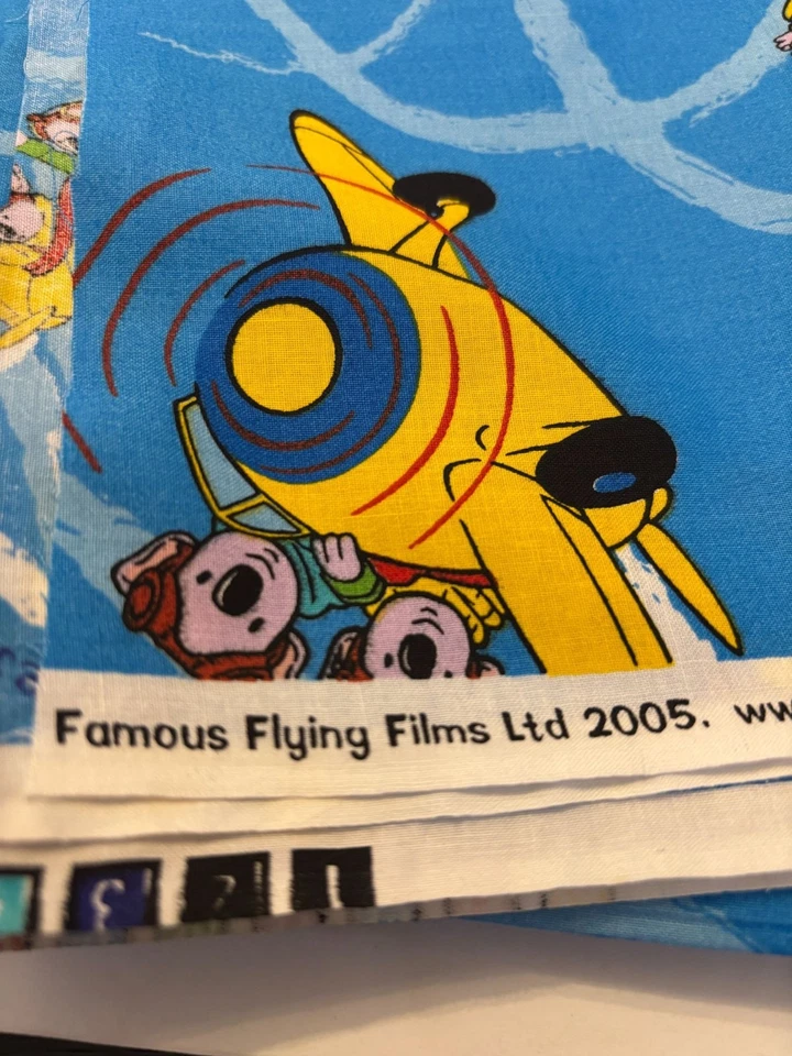 Tecido de costura Koala Brothers aviões algodão vintage 4,5 jardas raro desenho animado infantil - Imagem 4 de 4