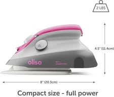 Oliso M3Pro Project Steam Iron with Solemate - for Sewing, Quilting | Raspberry
