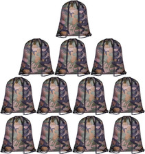 12 Pack Camouflage Drawstring Backpack Bulk String Backpack Cinch Kids Sport Bag