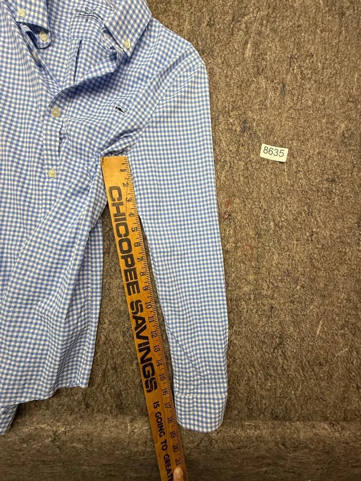 Camisa juvenil Vineyard Vines a cuadros guinga azul blanco con botones ballena XL 18 Foto 4 de 4