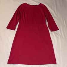 Old Navy Red Solid A-Line Dress M Scoop Neck 3/4 Sleeve Knee Stretch Knit Zip