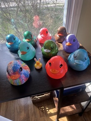 Big Rubber Duckies 10 Different Facial Expressions Pond Pool Waterfall Easter