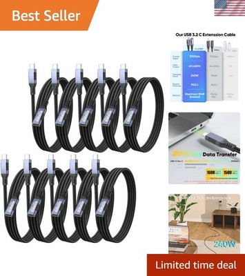 USBC Extender Cable 3ft 10Pack, USB C Extension 20Gbps Data Transfer/240W Cha...