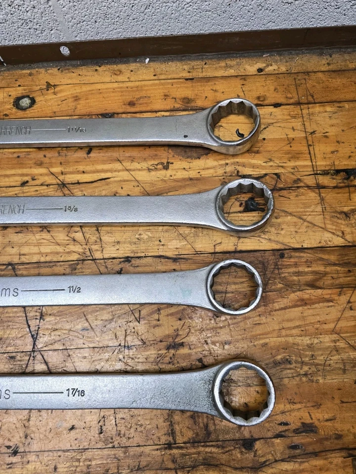 Lote de 4 llaves combinadas grandes Williams industriales diésel 1-11/16" 1-7/16" Foto 2 de 4