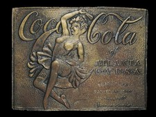 NE27116 VINTAGE 1970s COCA-COLA TRANS-PAN EXPO SOUVENIR SODA BRASSTONE BUCKLE