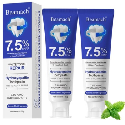 Beamach Hydroxyapatite Toothpaste, Nano 7.5% Hydroxyapatite Toothpaste, White...
