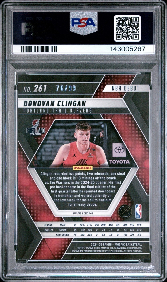 2024-25 Panini Mosaic - NBA Debut Donovan Clingan #261 Fast Break