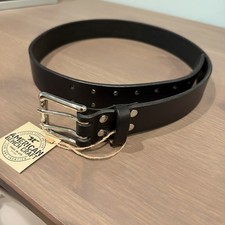 American Bench Craft Double Prong Heavy-Duty Leather Men  s Belt Black Sz 36 NWT