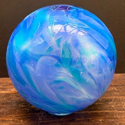 Pyromania Oregon Float Blue/Purple Art Glass Studio Ball Orb Sphere 5.5'' Signed