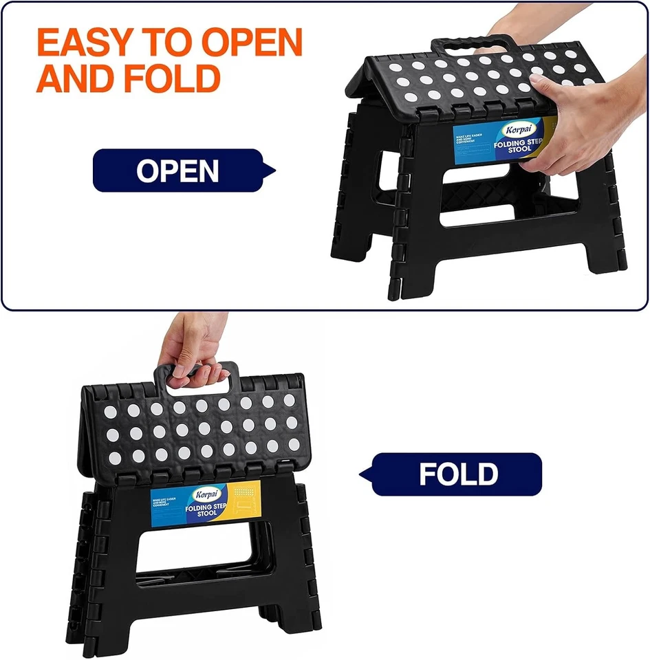 9" Folding Step Stool for Adults,Kids,Non-Slip Folding Stools with Portable Hand - Image 4 of 4
