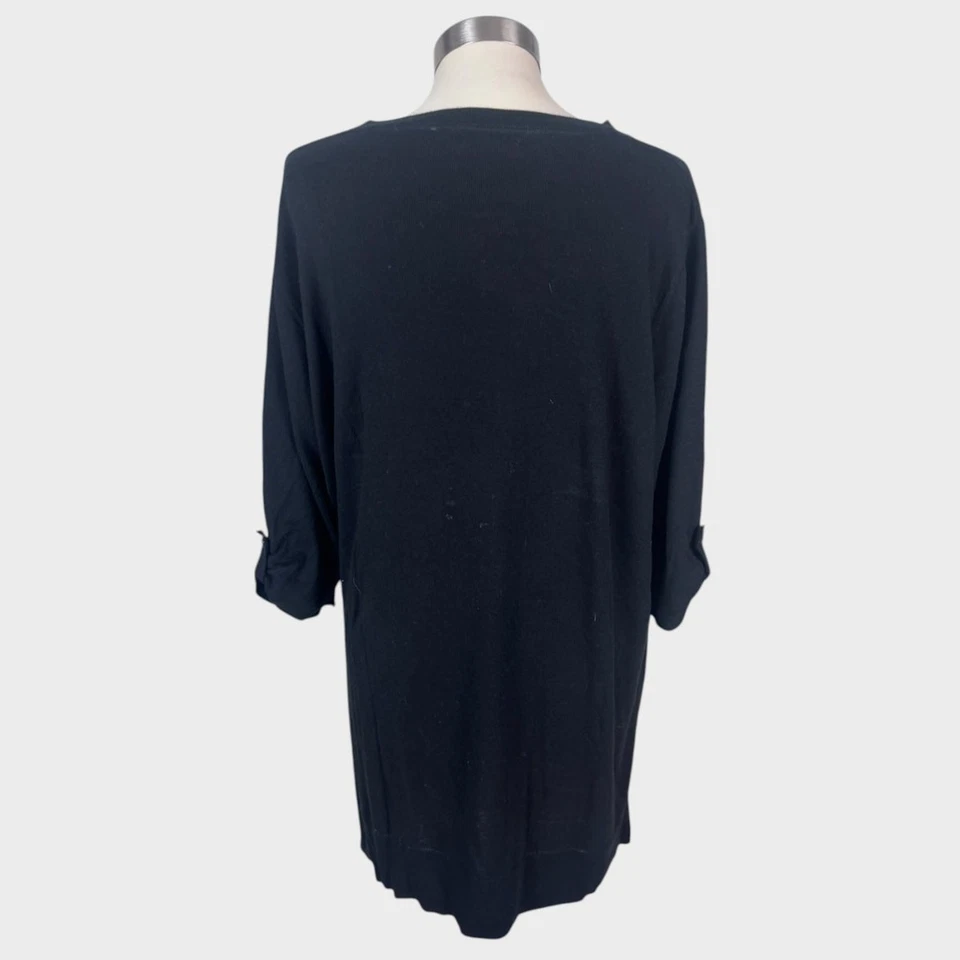 Vestido Merona Talla 2X Negro Algodón Rayón Mangas con lengüeta enrollable Foto 4 de 4