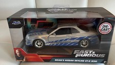 Jada Toys Fast Furious 1:32 Brian's Nissan Skyline GT-R R34 Diecast Car Silver
