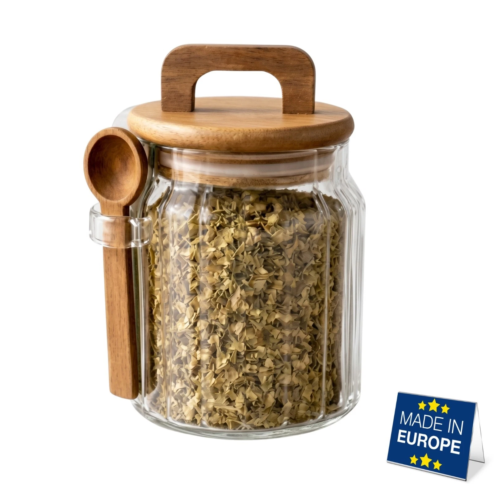 Hakan Borosilicate Glass Jar with Lid & Spoon, Airtight Food Storage