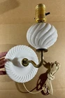 Vintage WHITE MILK GLASS SWIRL WALL SCONCE Electric Cottage Farmhouse WORKS
