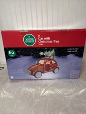 New In Box Winter Wonder Lane Lit Car with Christmas Tree holiday decoration 35”