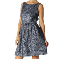Alice + Olivia Fit Flare Polka Dot Dress in Blue Metallic Size 10