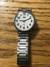 Timex Indiglo Men’s Silver Watch CR 2016 Cell Stainless Steel w/ Speidel Band