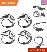 DC 1 Female to 4 Male Output Power Splitter Cable 4 Pcs 1 to 4 DC CCTV Camera...