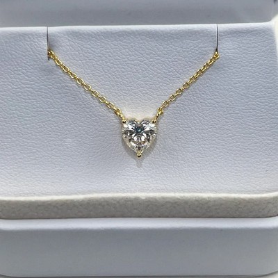 1 Ct Heart Cut Lab-Grown Diamond Solitaire Pendant Necklace 925 Sterling Silver