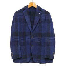 LARDINI tailored jacket Size 46 Jacquard Tartan Check Wool Blazer Single Bre...