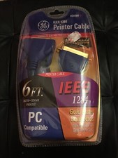 GE IEEE 1284 6ft Gold Plated Connectors Printer Cable PC compatable NIB