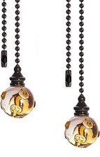 Crystal Ceiling Fan Pull Chains Hanging Amber Point Pendants Prism Pack of 2