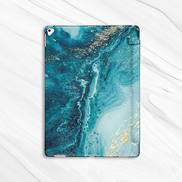 Gold Turquoise Geode Marble Case For iPad 10.2 Air 3 4 5 Pro 9.7 11 12.9 Mini - Image 2 of 3