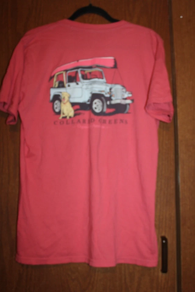 Camiseta Pullover Cuello Verde Hecha en Estados Unidos Hombres Algodón Rosa Cuello Redondo SS L Foto 3 de 4