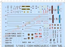 1/144 USAAF US Air Force Lockheed C-130H Hercules Transfer Sheet Water Decal