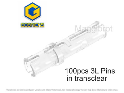 100x Pins 3L lang with friction Technic Klemmbausteine transparent trans clear