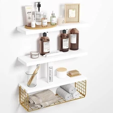Fixwal 15.8" Bathroom Floating Shelves Over Toilet-3+1 Tier Wall Mounted Shelves