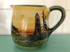 Captain Spicers 1000 Islands Clayton NY Pottery Pitcher Louisville Stoneware WOW