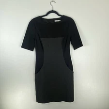TRINA TURK Womens 6 Bodice Sheath Bodycon Midi Dress Pockets Lined Black Gray