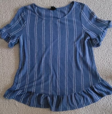 W5 - NWOT Blue Blouse With Line Polka Dot Pattern