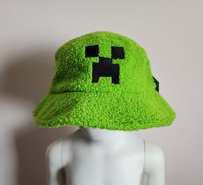 Minecraft Creeper Kids Green Toweling Embroidered Bucket Sun Hat Size 55cm  New Australia