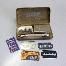 Gillette Serial #F763239 1918 US Army WWI Military Khaki DE Safety Razor Set