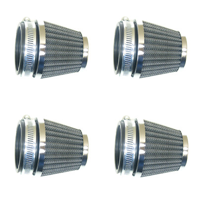 4x Universal Sportluftfilter Chrome - 60-62mm für COSTUM CAFE RACER HARLEY CHOPP